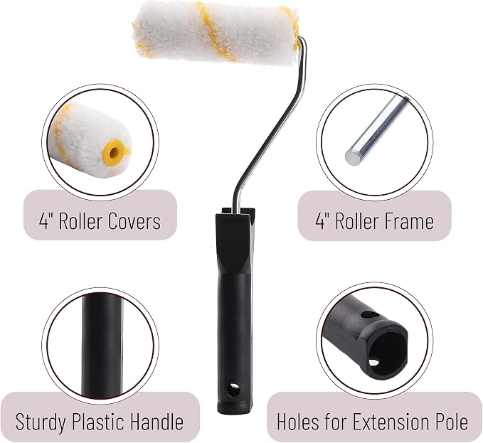 Bates- Paint Tray Set, Paint Roller Kit, 4 Inch Roller Kit, Small Roller Brush - Image 3