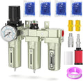 Industrial Grade 3-Stage Air Drying System, 1/2" NPT with Manual Drain, Desiccant Dryer, Air Regulator, Particulate Filter and Coalescing Filter for Paint Spray, Plasma Cutter