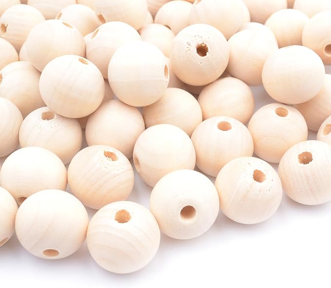 20mm Wooden Beads for Craft, Bead Garland, Farmhouse Decor by Modpion