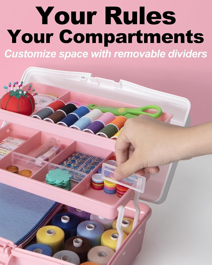 TERGOO 12in 3-Layer Plastic Craft Organizers and Storage, Portable Folding - Image 4