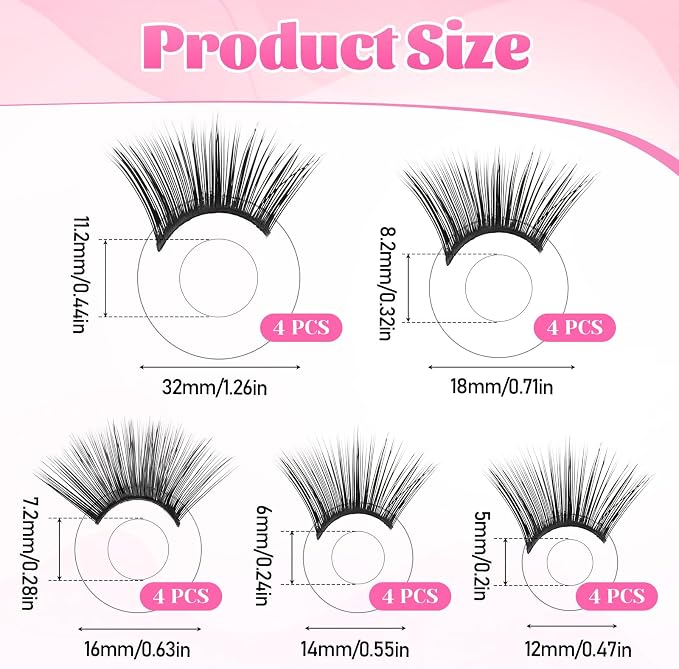 20pcs Safety Doll Eyelashes for Crocheting, 5 Sizes Eyelashes for Doll Making - Image 2
