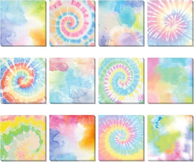 Eaasty 12 Pcs Rainbow Sticky Notes Tie Dye Pastel Sticky Note Fun Self Adhesive by Eaasty