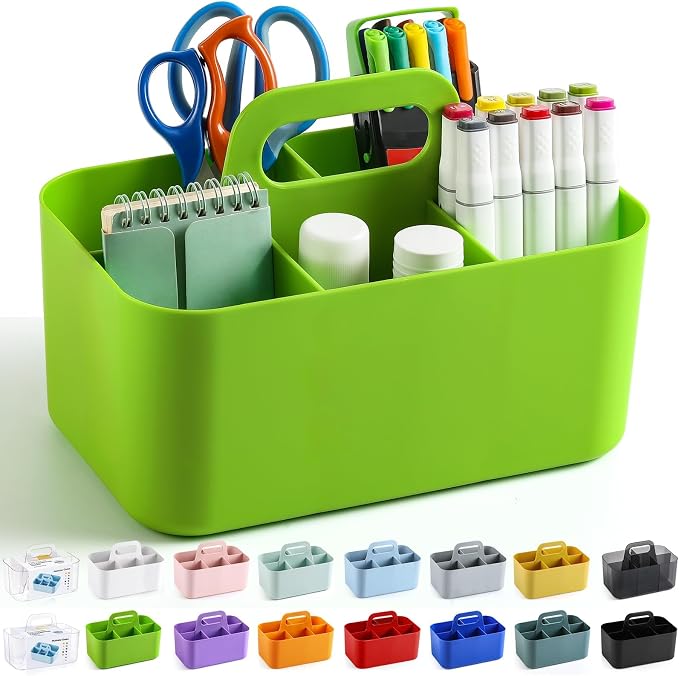 Multiuse Caddy Organizer with Handle, Portable Divided Plastic Tote Bin - Image 9