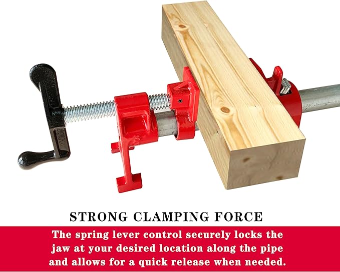 HimaPro 4-Pack 3/4 Inch H-Style Professional Pipe Clamp Set - Designed For Woodworking, Carpentry, Home Improvement, and DIY Jobs