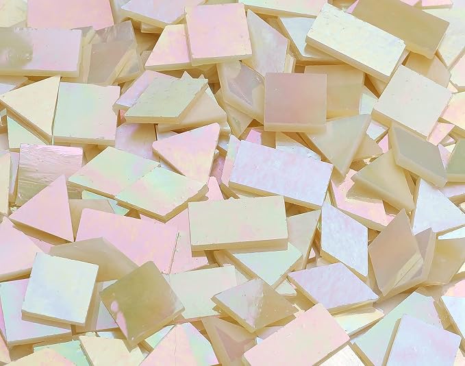 Lanyani Iridescent Glass Mosaic Tiles Supplies 200 Pieces Iridized Stained - Image 3