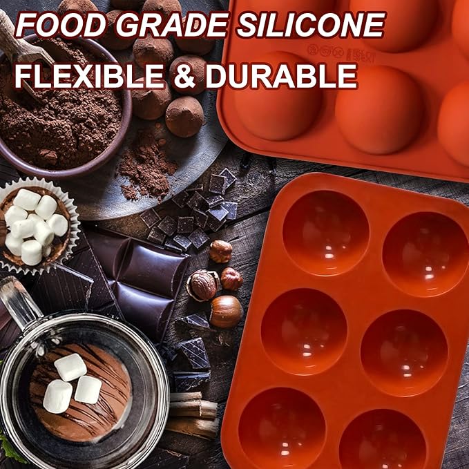 Lerykin 6 Holes Medium Semi Sphere Silicone Molds, 3 Packs Half Sphere Silicone - Image 3