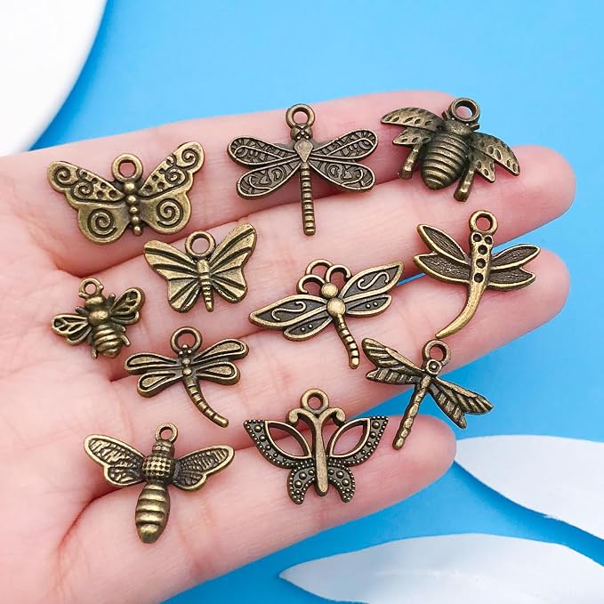 WOCRAFT 60pcs Antique Bronze Butterfly Charms Bracelet Charms - Image 2