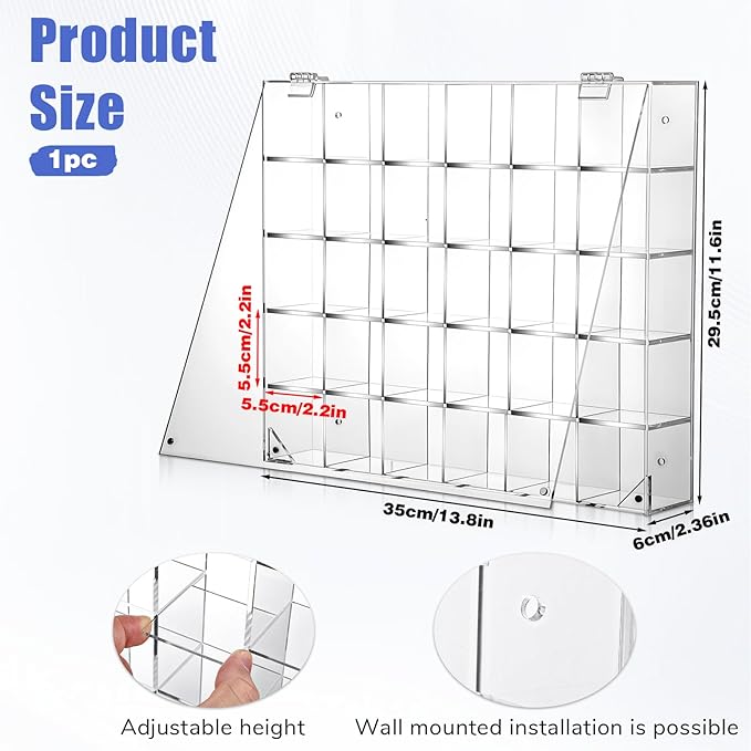 Adjustable Rock Display Case, 30 Grid Clear Acrylic Crystal Display Case - Image 2