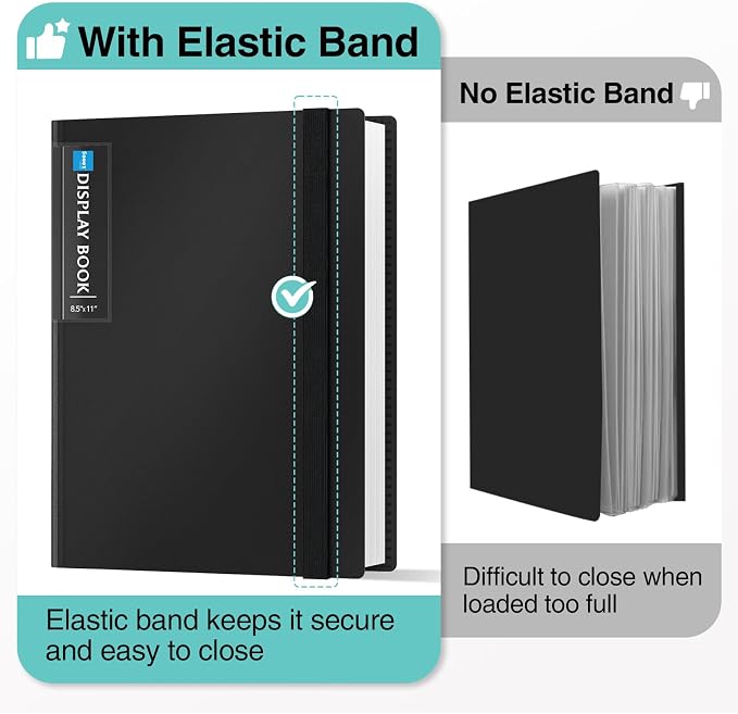 Sooez 72 Pocket Binder with Plastic Sleeves & Elastic Band, Large Capacity - Image 2