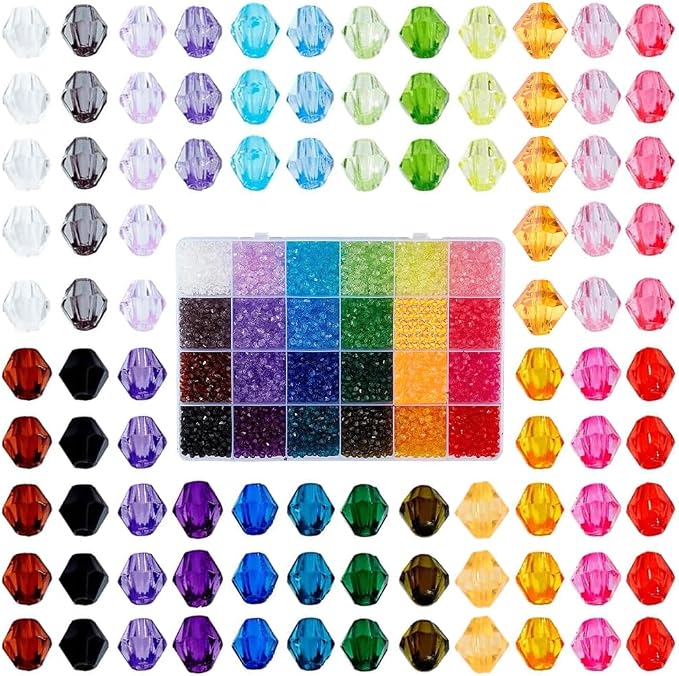 PH PandaHall 5808pcs Faceted Crystal Beads 4mm Acrylic Bicone Beads 24 Colors - Image 6