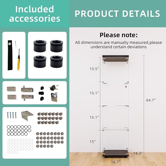 FLYMUHJIA Curio Cabinet Glass Display Case - Image 4