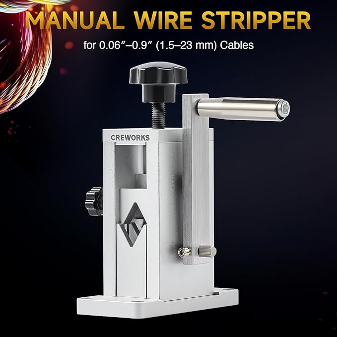 Manual Wire Stripper Machine with Adjustable Feed Hole, Portable Cable Wire Stripper for Scrap Copper Wire Recycling - Drill Powered, Copper Wire Stripping without Replacing Hole Plates