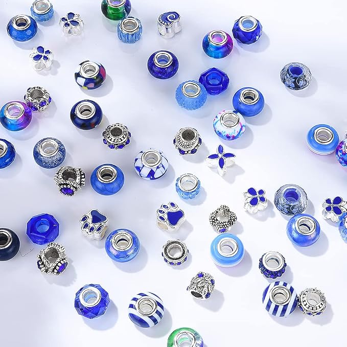 Aipridy European Large Hole Beads, Colorful Glass Charm Beads Set - Image 3