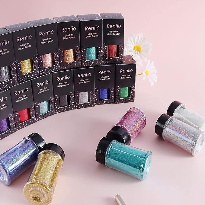 Renfio Holographic Ultra Fine Glitter Powder Metallic Resin Glitter 2.11 Oz - Image 6
