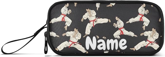 Custom Karate Black Background Pencil Case Box Boys Girls Personalized Name - Image 6