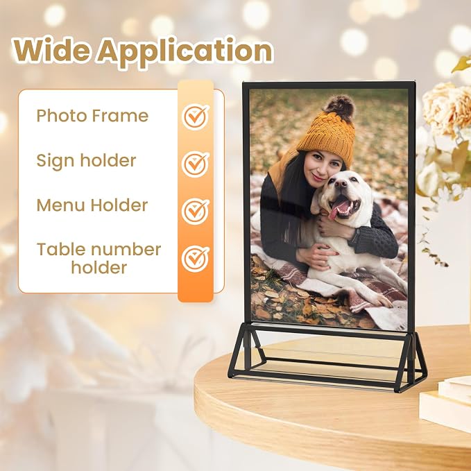 Acrylic Sign Holder 4X6 Black Picture Frame Double-Sided -6 Pack | Sign Stand - Image 6