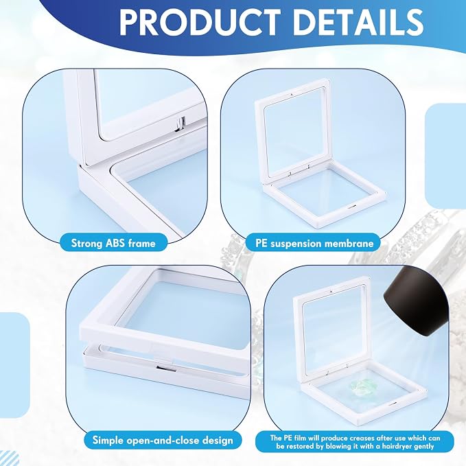 60 Pcs 3D Floating Display Case PE Film Jewelry Storage Box Coins Display Frame - Image 4