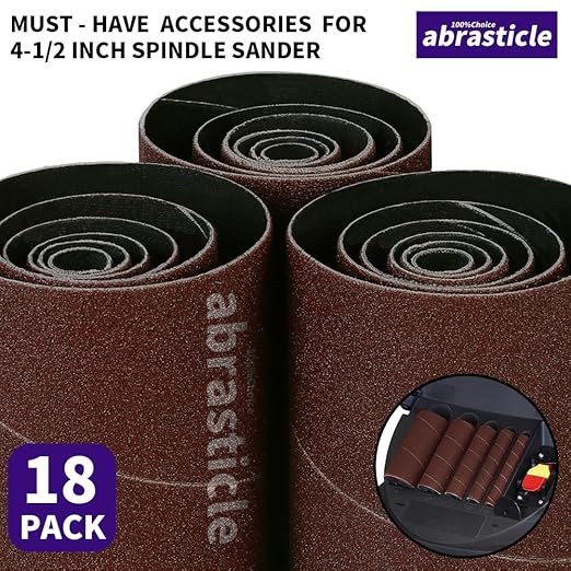 18 Pack Spindle Sander Sleeves, Sanding Sleeves for Oscillating Sander, 60 Grit Sandpaper, 4-1/2" Length, Each 3 of 1/2",3/4",1",1-1/2", 2", 3" Diameter