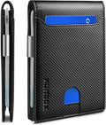 RUNBOX Slim Wallets for Men - Leather Money Clip Mens Wallet - RFID Blocking Front Pocket Bifold Wallet - Thin Credit Card Holder with Gift Box