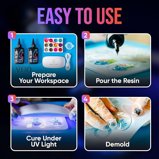 CRAFT RESIN 500g UV Resin Kit Hard Type Low Viscosity – Crystal Clear and - Image 4