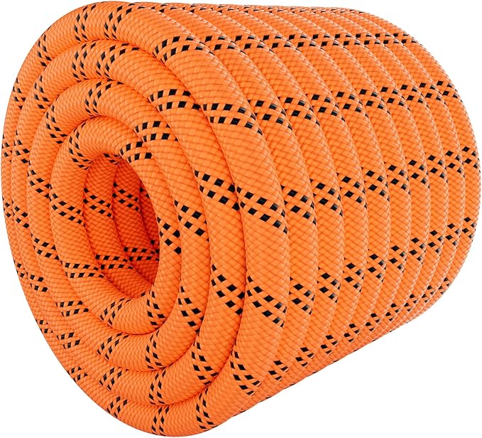 X XBEN Braided Polyester Arborist Rope 3/8 inch X 220ft, 48 Strands, 3430 LBS Breaking Strength Outdoor Rope, Arborist Rigging Rope for Rock Hiking Camping Swing Tree Rescue, Orange