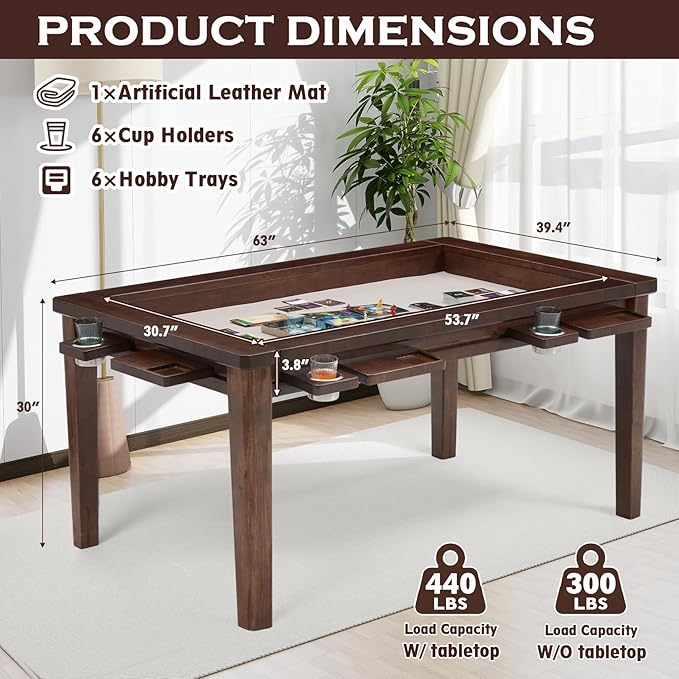 Haddockway 63" ×39“ Board Game Table - Image 7