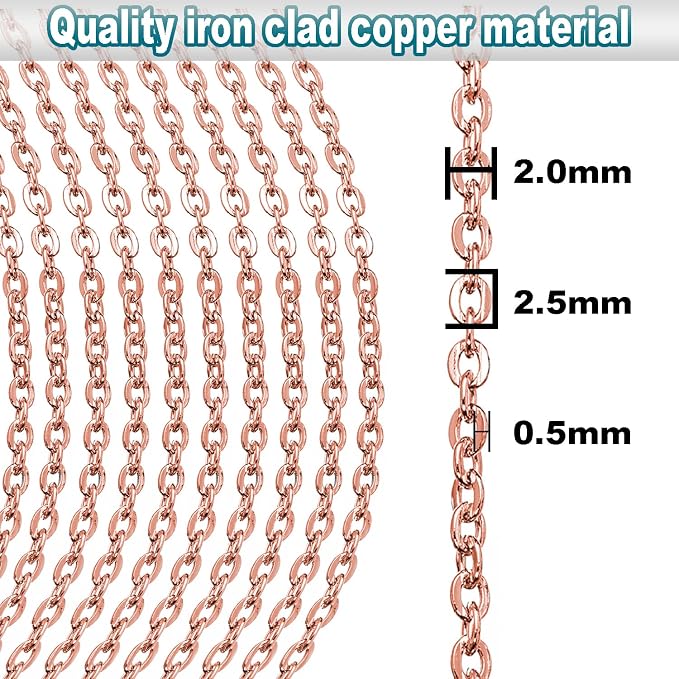 Jishi 33ft Link Cable Chain Roll 2mm, Rose Gold Chain - Image 3