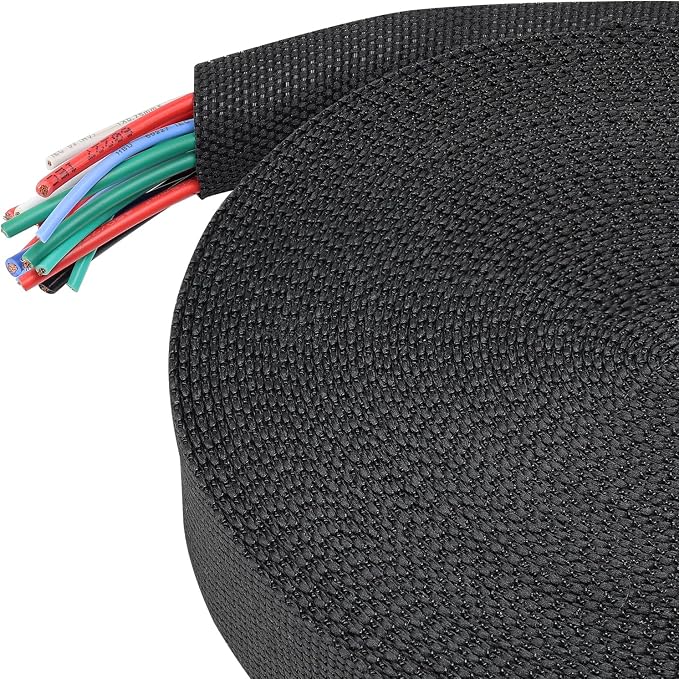 Heat Shrink Wire Loom 2:1 Shrinkable Braided Cable Sleeve 3/4 Inch ID-220ft by BuyUneed