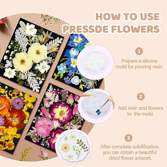 142Pcs Dried Flowers, Dried Pressed Flowers - Image 5