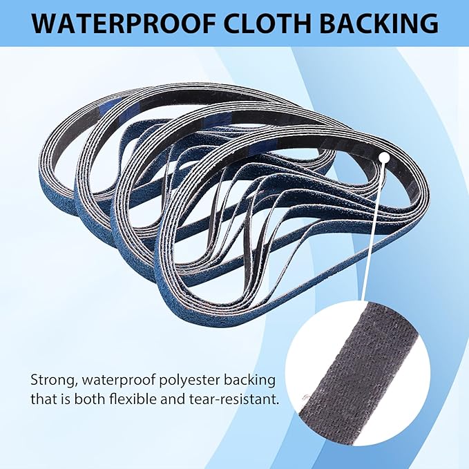 1/2 x 18 Zirconia Sanding Belts for Metal, 60 Grit 1/2x18 Inch Sander Belt for Air Belt Sander, Zirconia Metal Grinding Sand Paper for Knife Blade Sharpening, Metal Polishing, Derusting, 40Pcs
