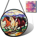 Galloping Horse Acrylic Suncatcher Faux Stained Glass Window Hanging 9.8" | by Unknown