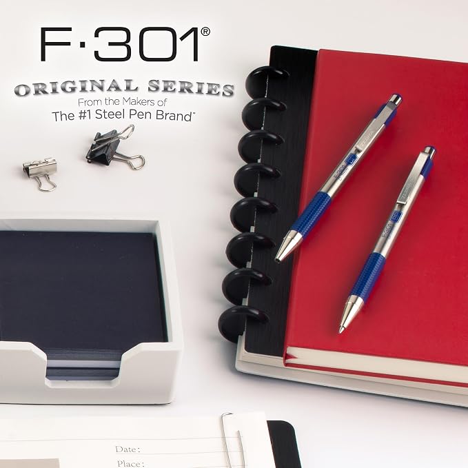 Zebra Pen F-301 Ballpoint Blue Ink Fine Point 0.7mm Stainless Steel Retractable - Image 6