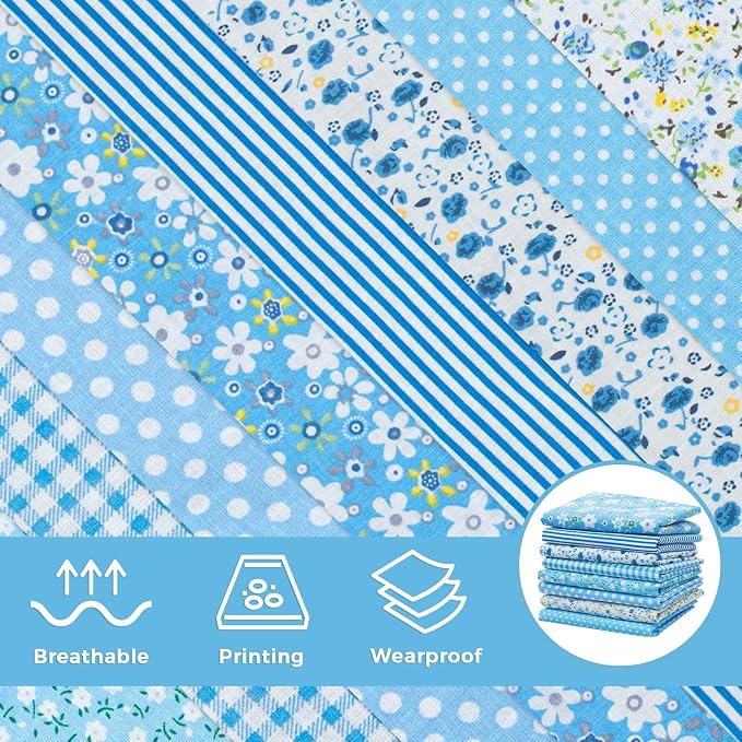 Aubliss 8pcs Fat Quarter Fabric Bundles Quilting Cotton Craft Fabric Pre-Cut - Image 5