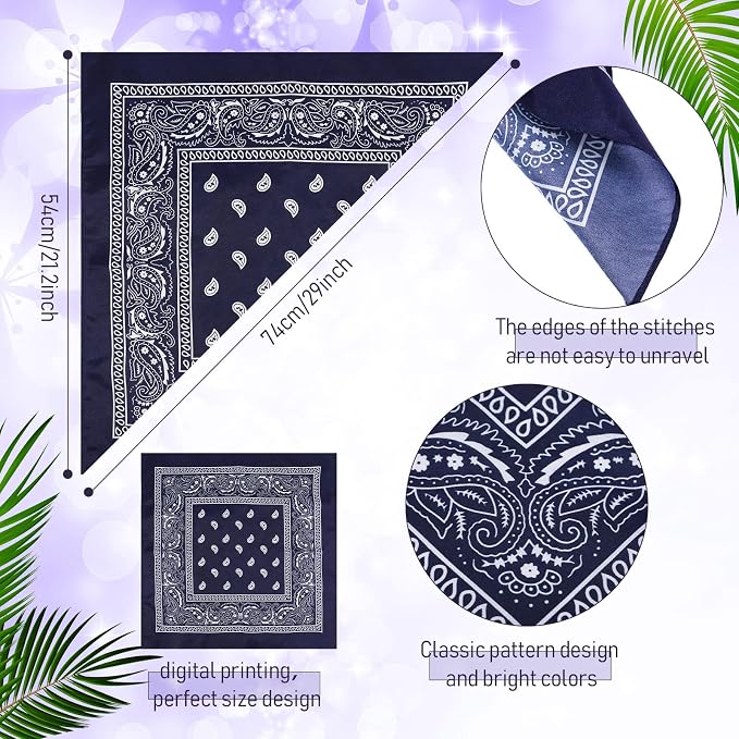 100 Pack Bandanas Unisex Paisley Bandanas Bulk Multi Purpose Cowboy Head Wrap - Image 4