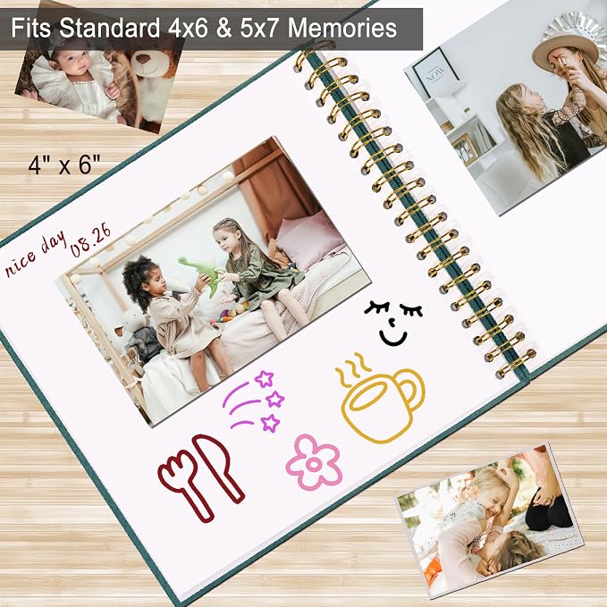 10 x 10 Inch Scrapbook Photo Album, Hardcover Kraft White Pages Arch Window - Image 6