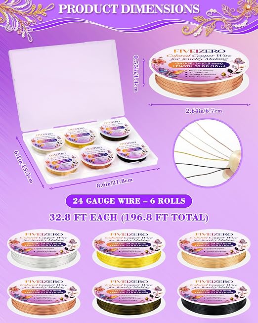 FIVEIZERO 6 Rolls Colored Copper Wire - Image 2
