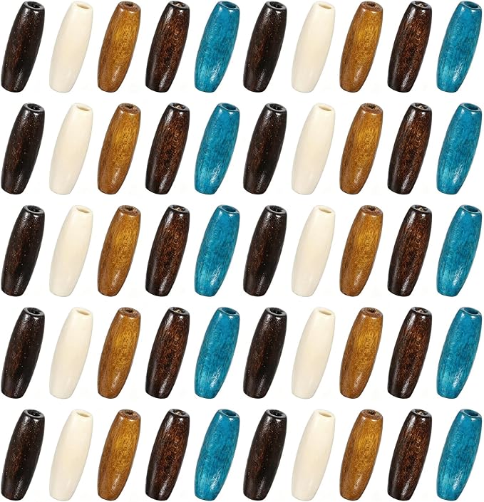 400Pcs Large Hole Wood Beads, BetterJonny Assorted Color Wooden Beads Hair - Image 7