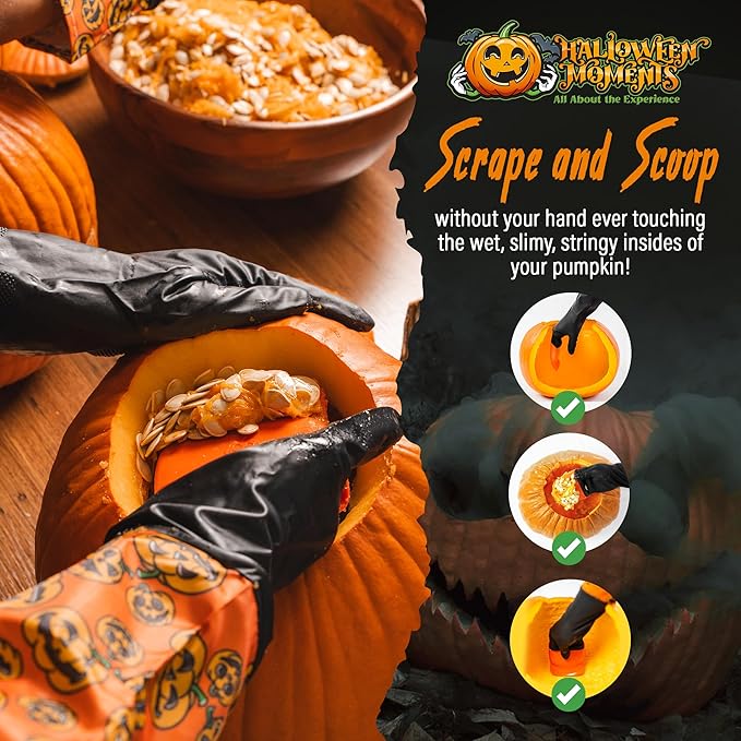 Pumpkin Scraper Glove – As Seen On Shark Tank - Mess Free and Fun Pumpkin Carving Kit – Carve and Clean Jack-O-Lantern Guts with Ease and Zero Mess on Your Hands! (Adult Kit)