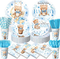 450 Pcs Blue Bear Baby Shower Tableware Set Decorations, We Can Bearly Wait by Unknown