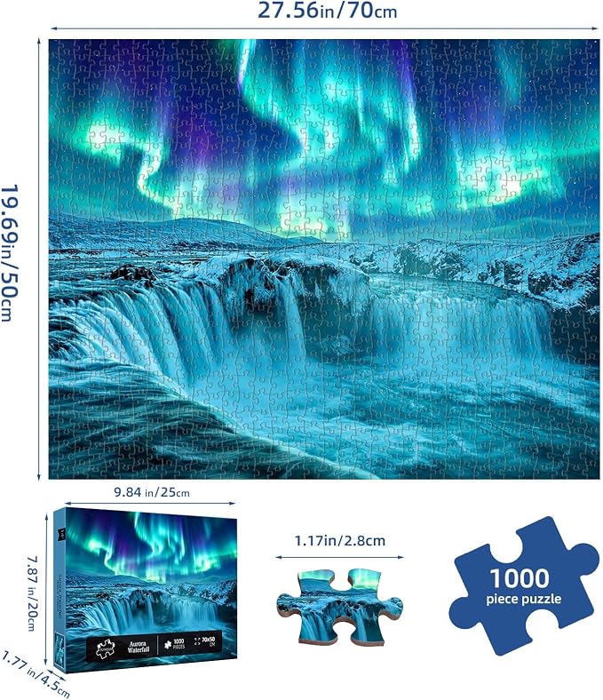 Aurora Waterfall Puzzles for Adults 1000 Pieces, Impossible Hard Challenging - Image 3