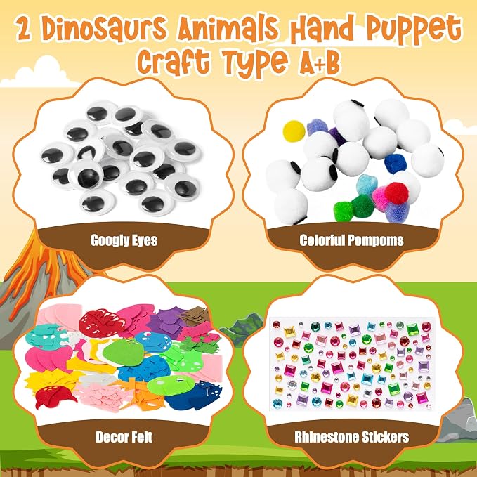 WATINC 12 Pcs Hand Puppet Making Kit, Art Craft Felt Sock Puppet Toys, Creative - Image 2