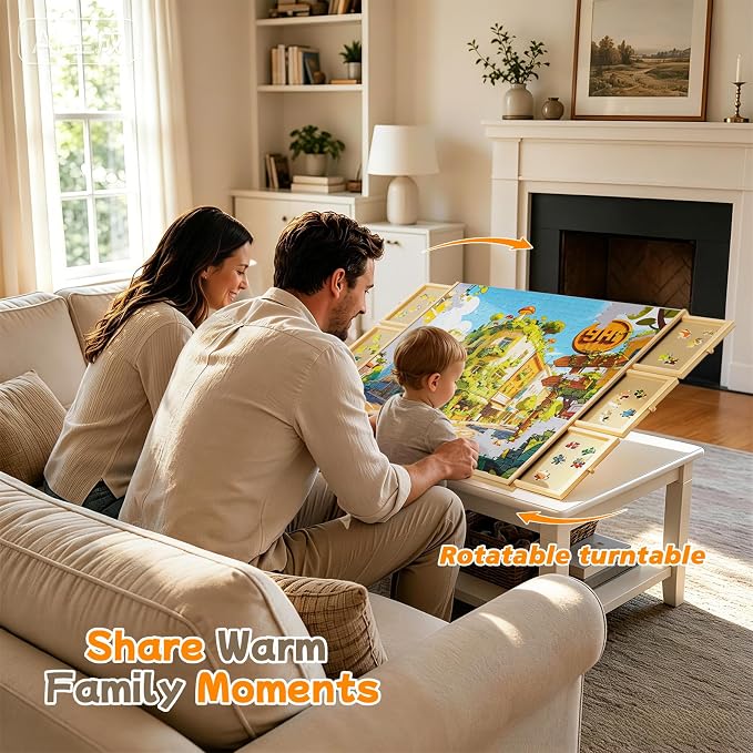 1500-Piece 34"x25.5" Wooden Rotating Puzzle Board - Image 5