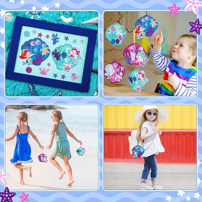 Fennoral 8 Pack Mermaid Craft for Kids Creative Make Your Own Mermaid Shell - Image 6