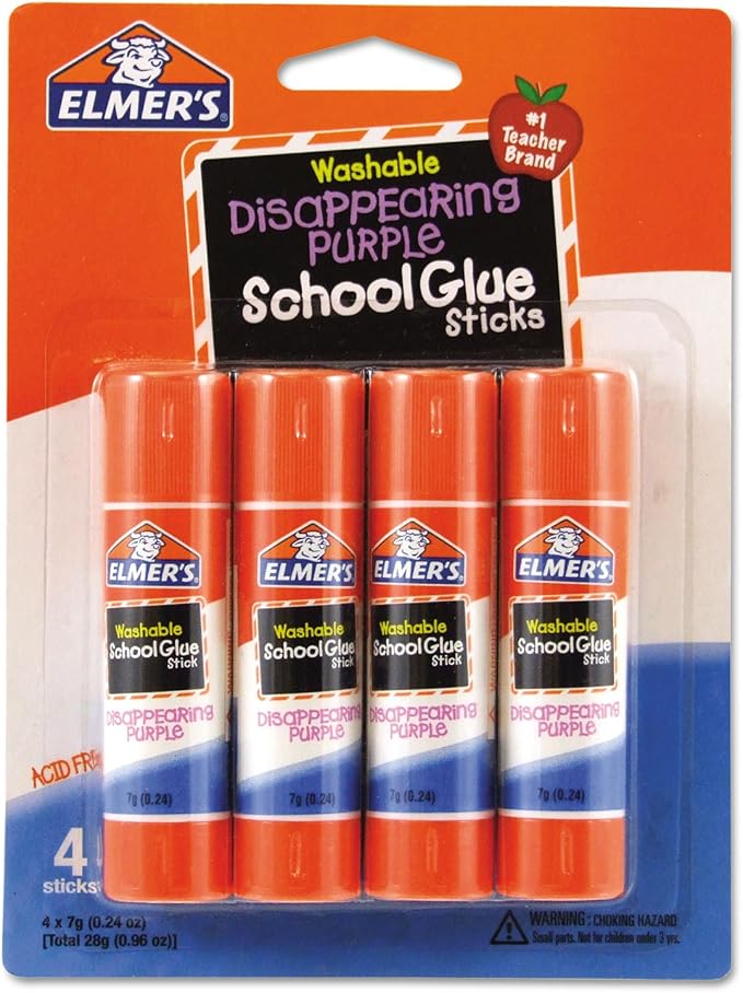 Elmer's Disappearing Purple School Glue Sticks, 0.24 oz Each, 4 Sticks per Pack by Unknown