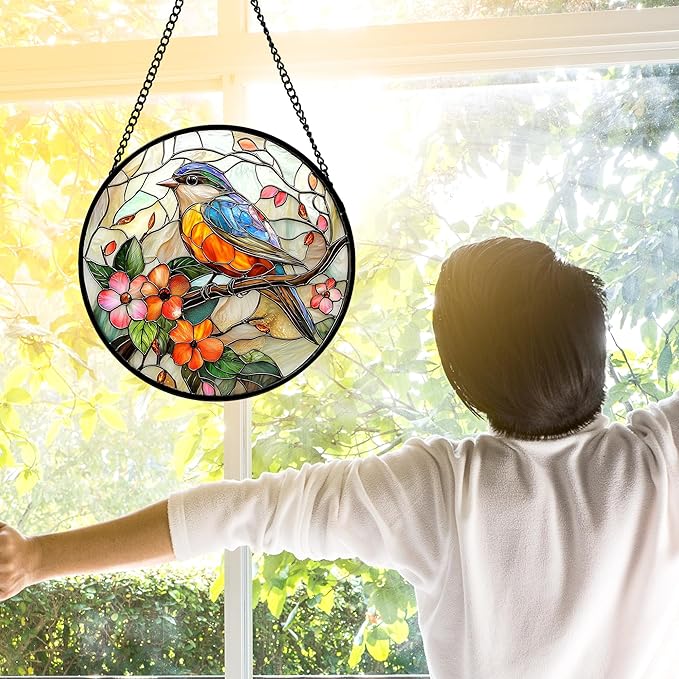 DASTOLL Stained Glass Window Hanging, and Mom 11.8x11.8 in - Image 4