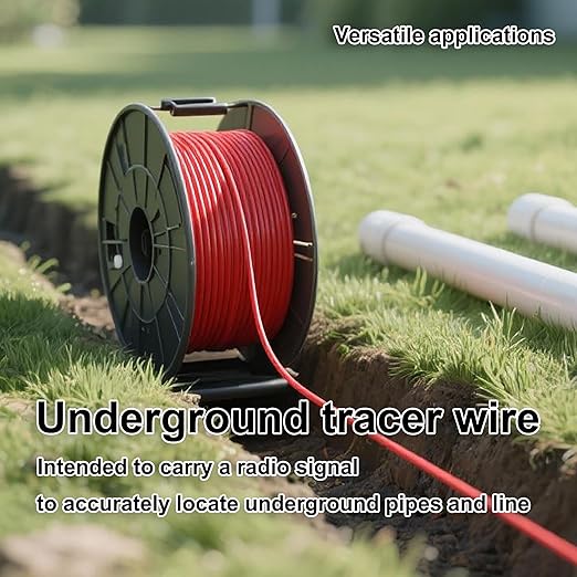 14 AWG Tracer Wire 600V Solid Conductor Direct Burial, (500FT),Underground Tracer Wire for Locating Underground Pipes Line Gas Water Sewer Pipe and Fiber Optic,ROYA WYRE Cable Technology