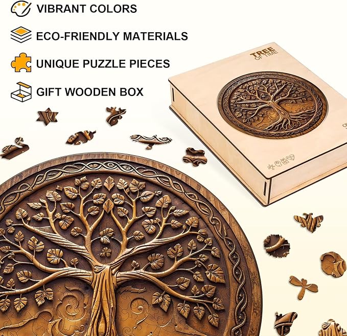 Tree of Time Puzzles Adults Gifts Wooden 200 Pieces 11.4 * 11.4in - Image 2