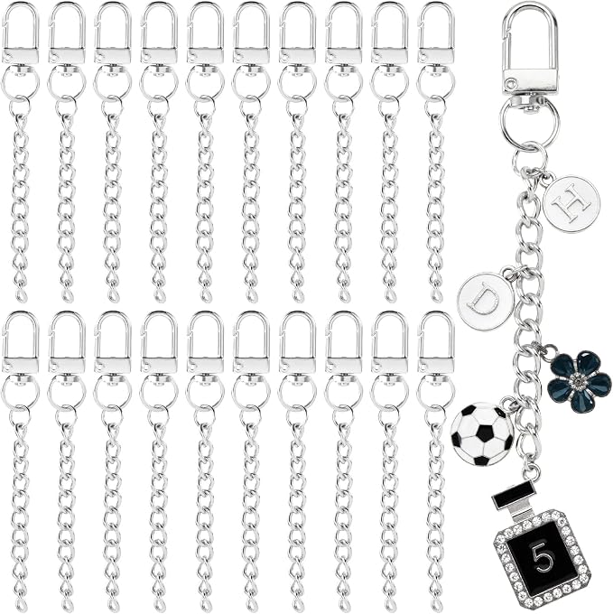 20pcs Silver Keychain Making Kit, Key Ring Swivel Snap Hook Chains, Alloy by Unknown