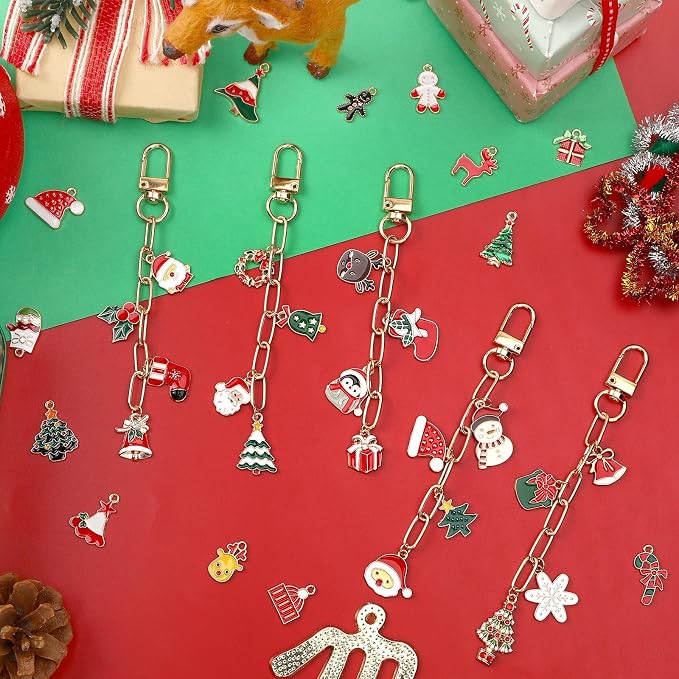 AUGSUN 713Pcs Christmas Keychain Making Kit Xmas Keychain Craft | Santa Claus - Image 7