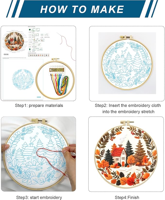 Zhenqing Autumn Cottage Squirrel Embroidery Kit - Image 5